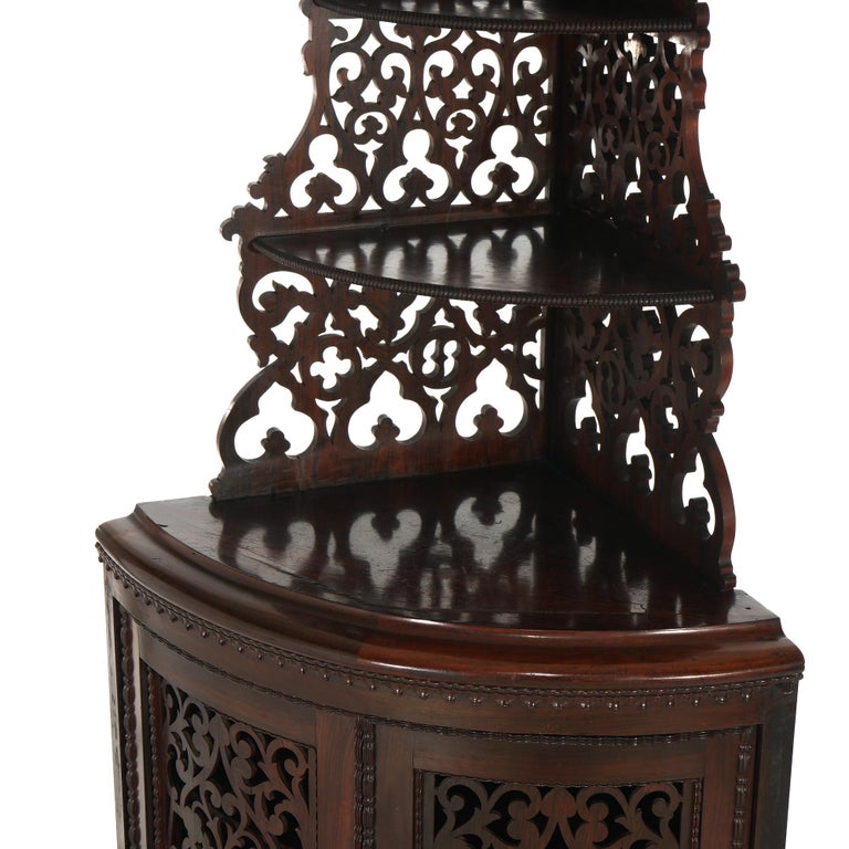 Antique Victorian Rosewood Etagere with Reticulated & Graduated Carved Shelving