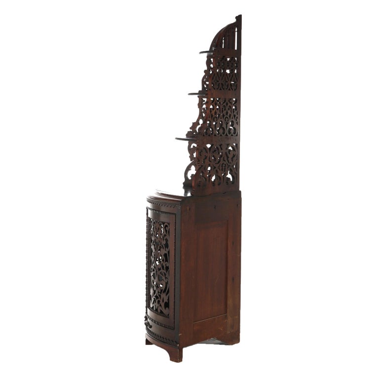 Antique Victorian Rosewood Etagere with Reticulated & Graduated Carved Shelving