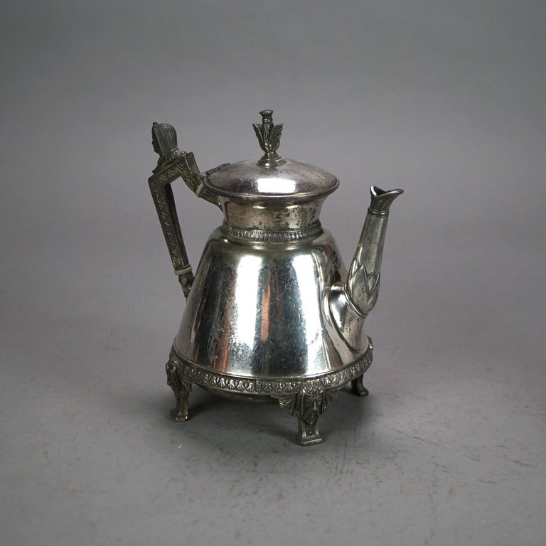 Two Antique Footed & Figural Silver Plated Teapots C1890