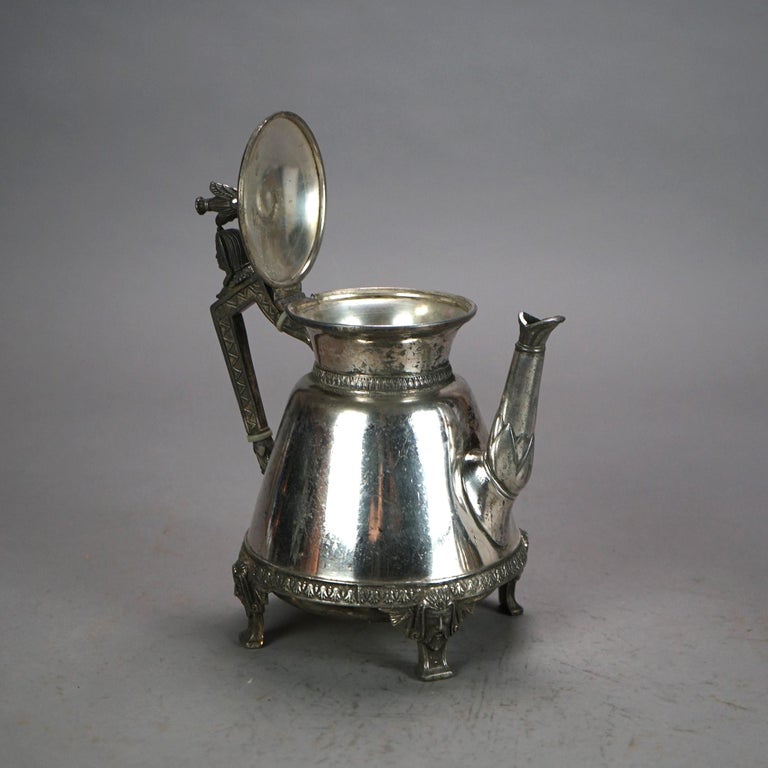 Two Antique Footed & Figural Silver Plated Teapots C1890