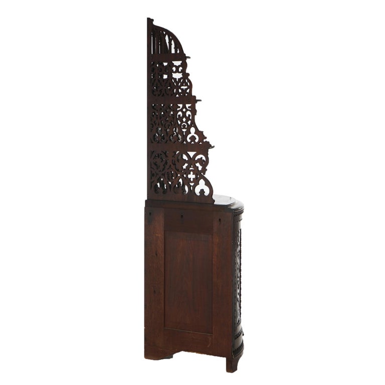 Antique Victorian Rosewood Etagere with Reticulated & Graduated Carved Shelving