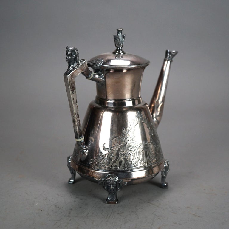 Two Antique Footed & Figural Silver Plated Teapots C1890