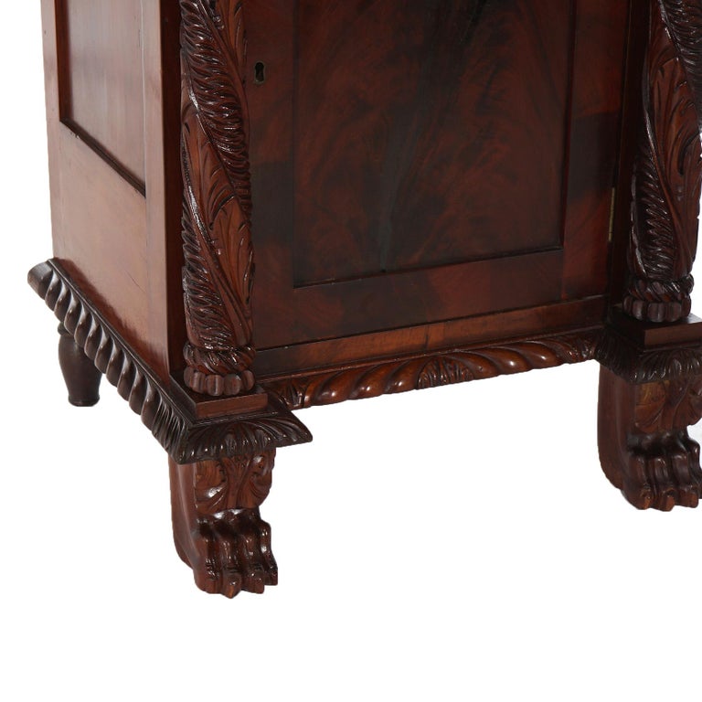Antique American Empire Flame Mahogany Half Commode with Gadrooned Edges c1840