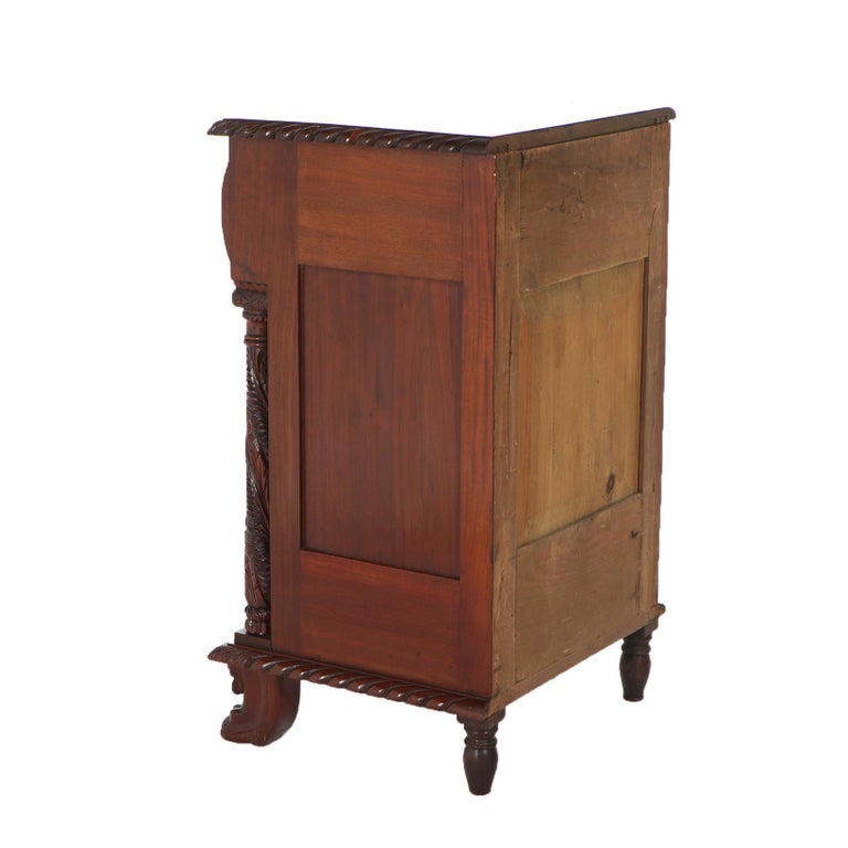 Antique American Empire Flame Mahogany Half Commode with Gadrooned Edges c1840