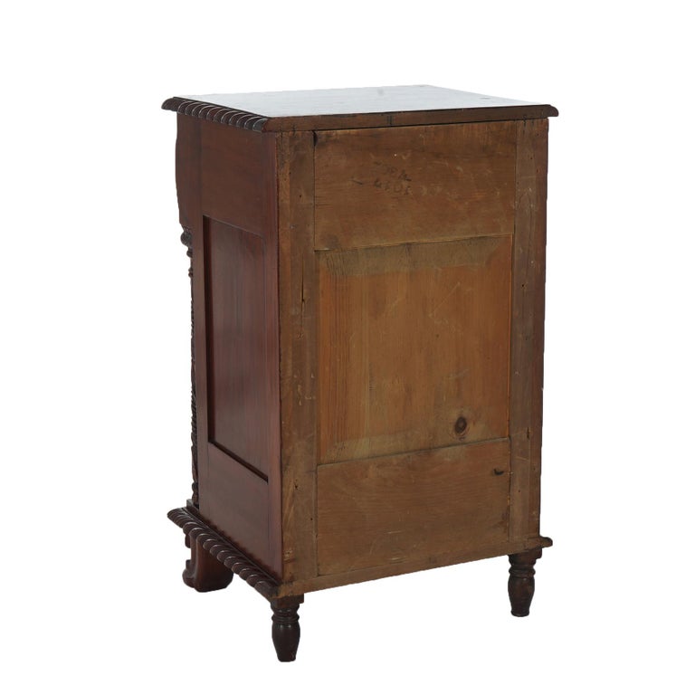 Antique American Empire Flame Mahogany Half Commode with Gadrooned Edges c1840