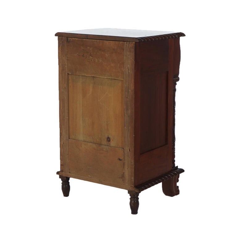 Antique American Empire Flame Mahogany Half Commode with Gadrooned Edges c1840