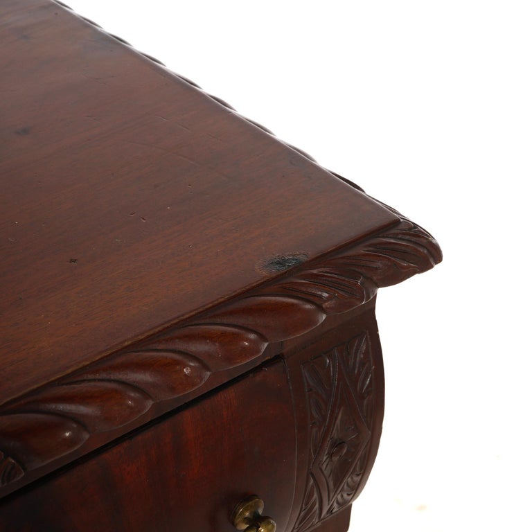 Antique American Empire Flame Mahogany Half Commode with Gadrooned Edges c1840