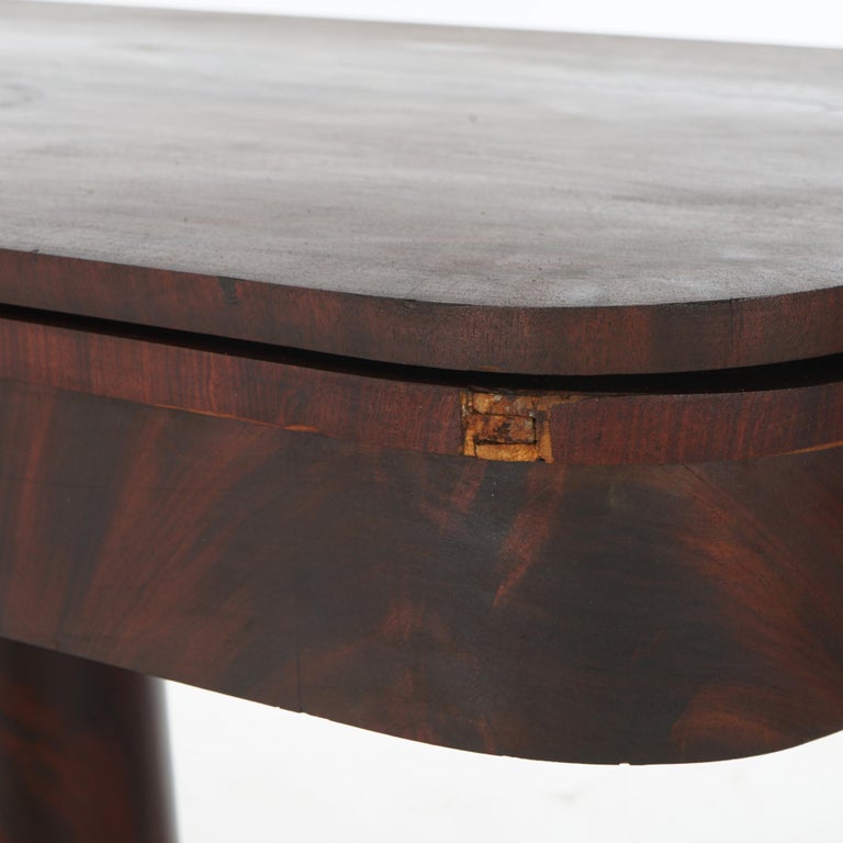 Neoclassical American Empire Flame Mahogany Game Table with Paw Feet c1840