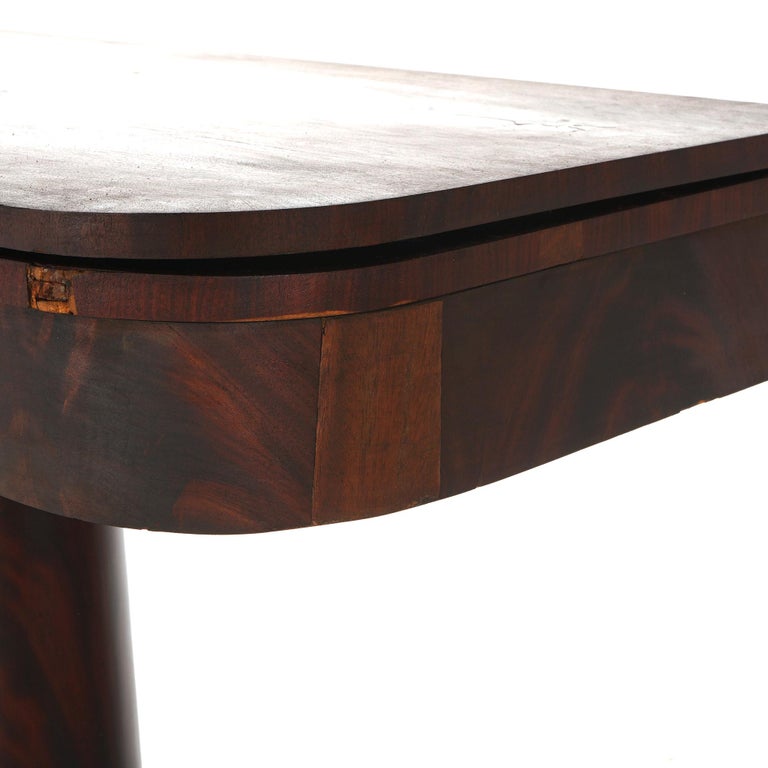 Neoclassical American Empire Flame Mahogany Game Table with Paw Feet c1840