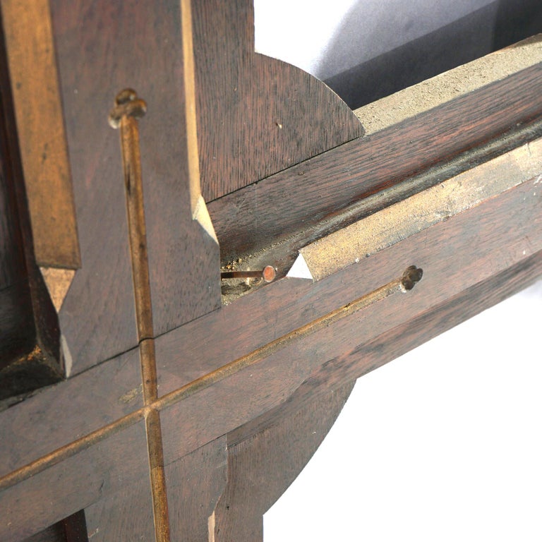 Antique Monumental Gothic Parcel Gilt & Polychromed Carved Oak Cross 19thC