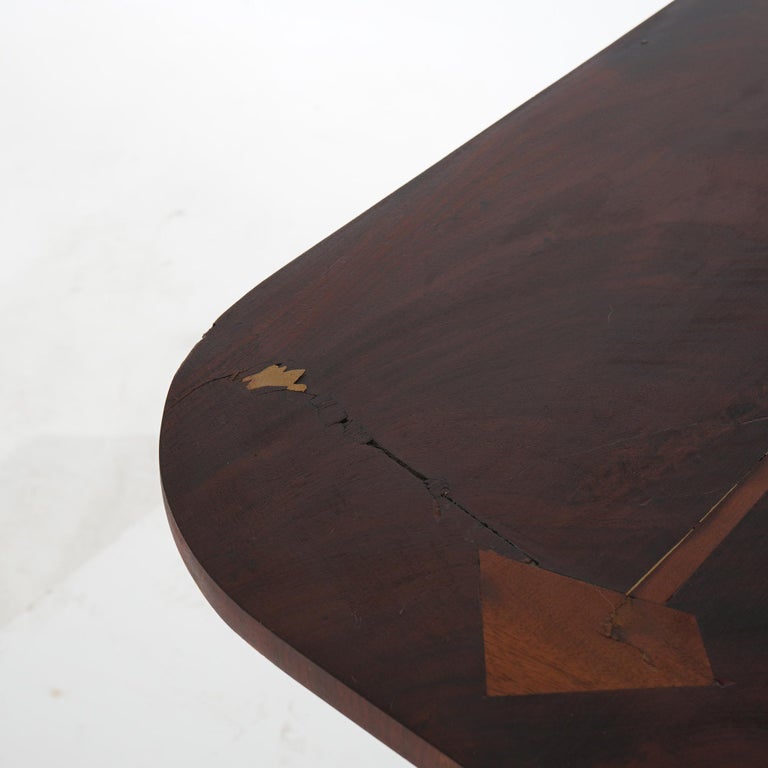 Neoclassical American Empire Flame Mahogany Game Table with Paw Feet c1840