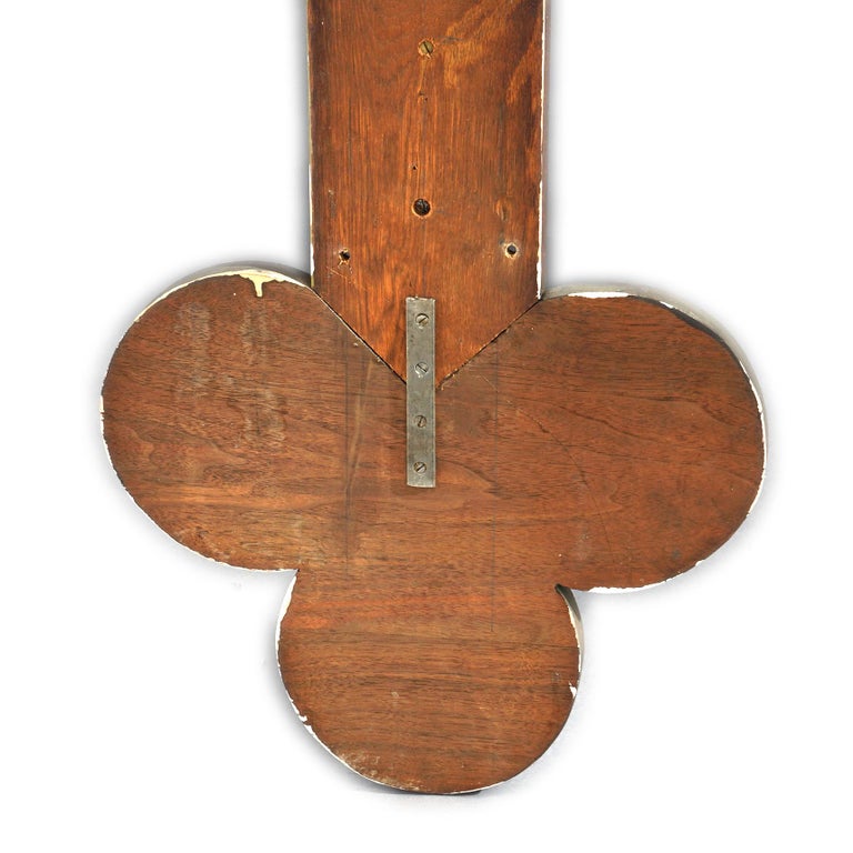 Antique Monumental Gothic Parcel Gilt & Polychromed Carved Oak Cross 19thC