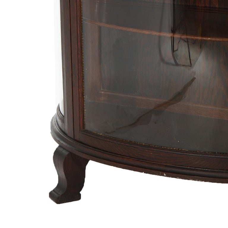 Antique RJ Horner Oak Curved Glass China Display Cabinet C1910
