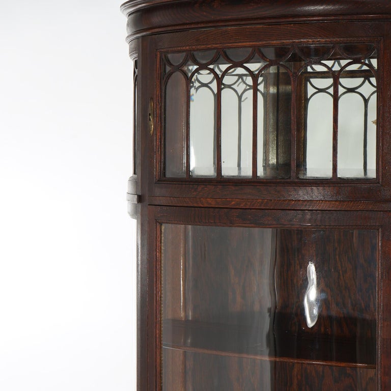 Antique RJ Horner Oak Curved Glass China Display Cabinet C1910