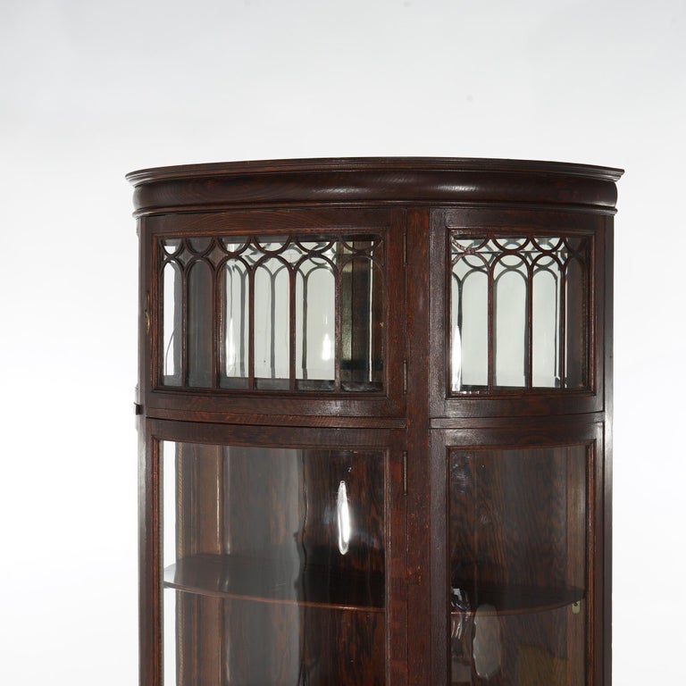 Antique RJ Horner Oak Curved Glass China Display Cabinet C1910