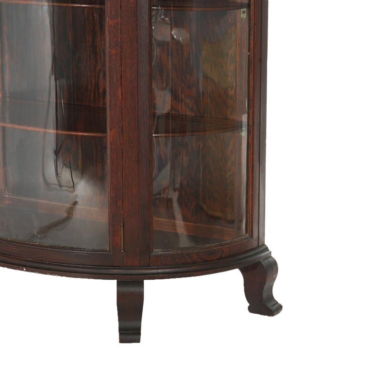 Antique RJ Horner Oak Curved Glass China Display Cabinet C1910