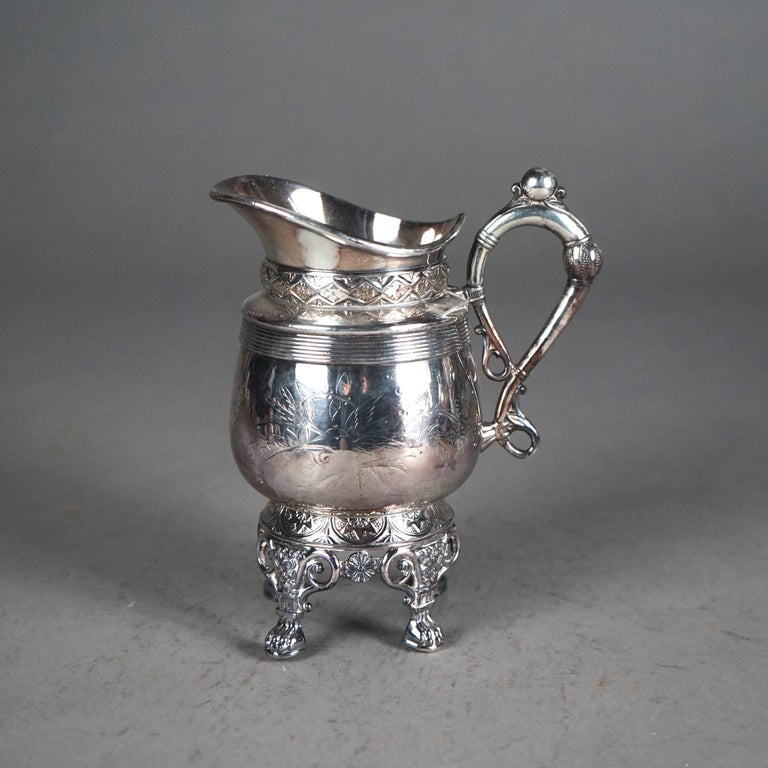 Five Piece Antique Clawfoot Silver Plated Tea Set C1890