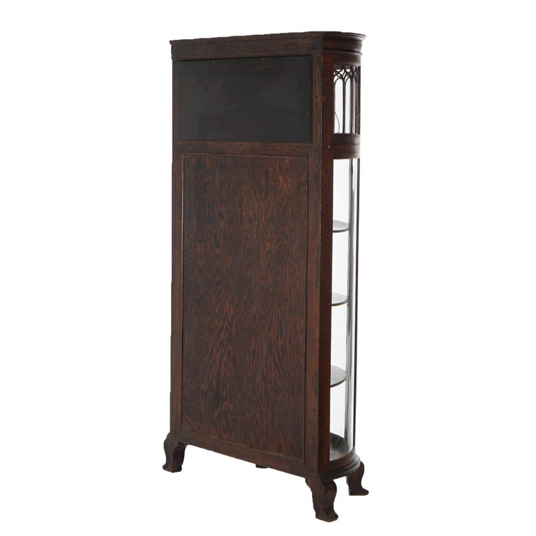 Antique RJ Horner Oak Curved Glass China Display Cabinet C1910