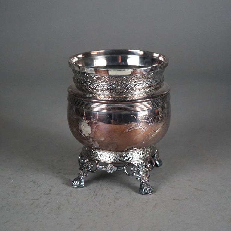 Five Piece Antique Clawfoot Silver Plated Tea Set C1890