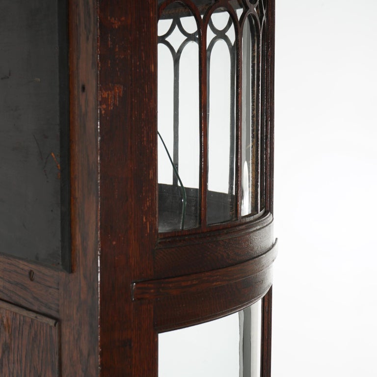 Antique RJ Horner Oak Curved Glass China Display Cabinet C1910