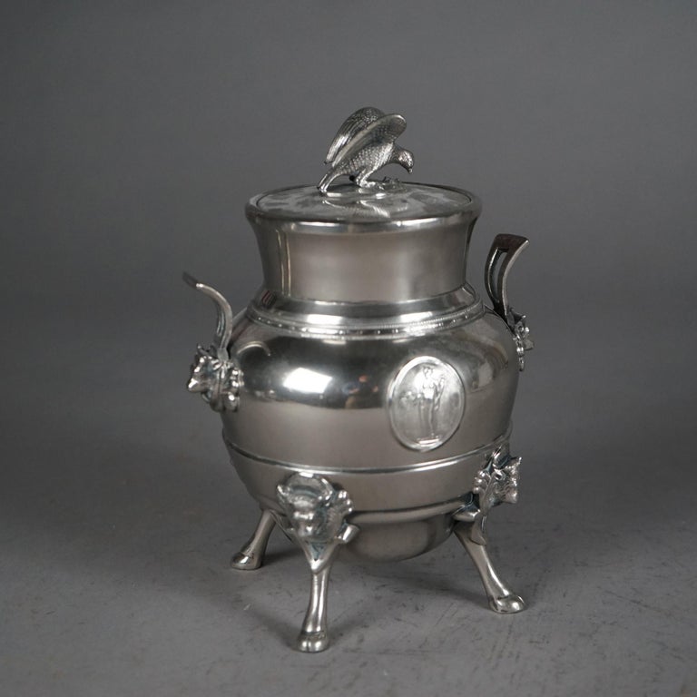 Three Piece Antique Figural Silver Plated Tea Set C1890