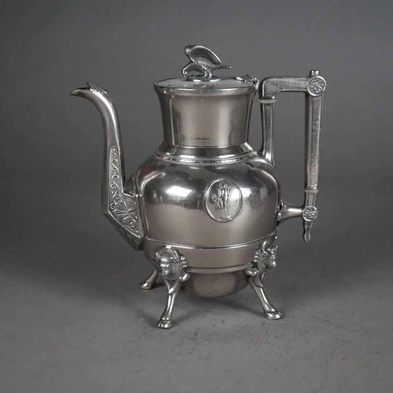 Three Piece Antique Figural Silver Plated Tea Set C1890