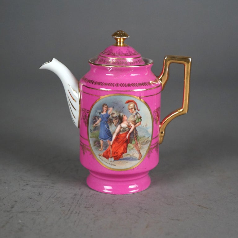 Eleven Piece Antique Royal Vienna Hand Painted & Gilt Porcelain Tea Set C1890