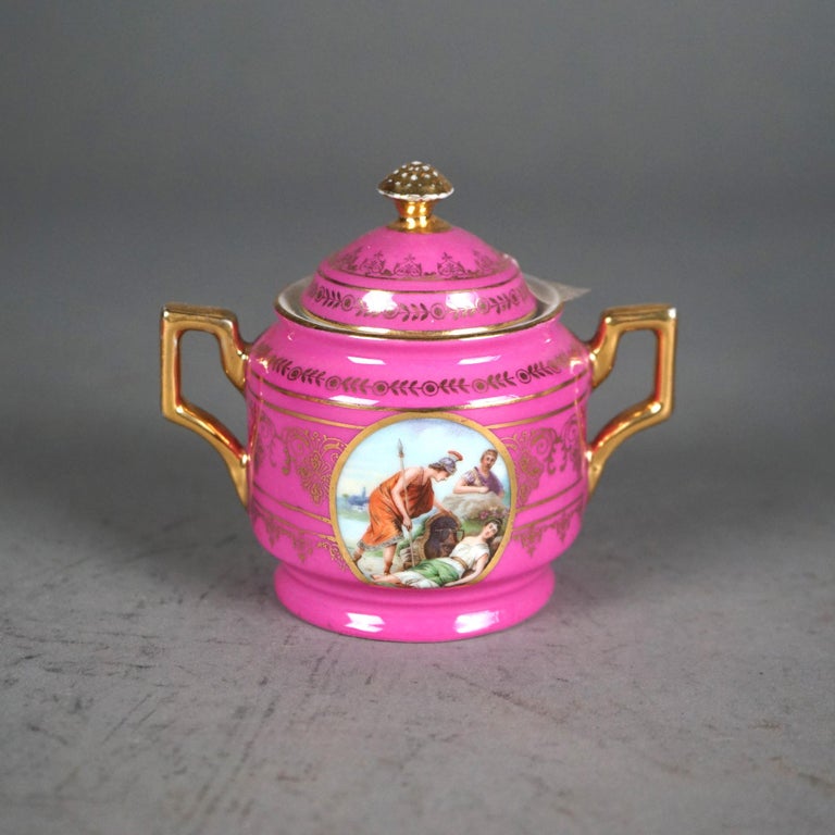 Eleven Piece Antique Royal Vienna Hand Painted & Gilt Porcelain Tea Set C1890