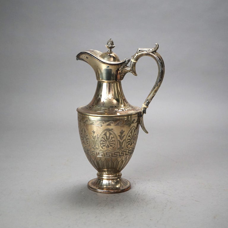 Antique Silver Plated Teapot with Foliate Engraving C1890