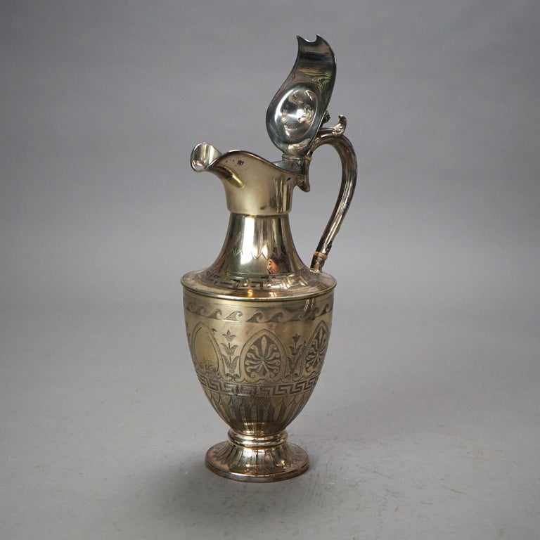 Antique Silver Plated Teapot with Foliate Engraving C1890