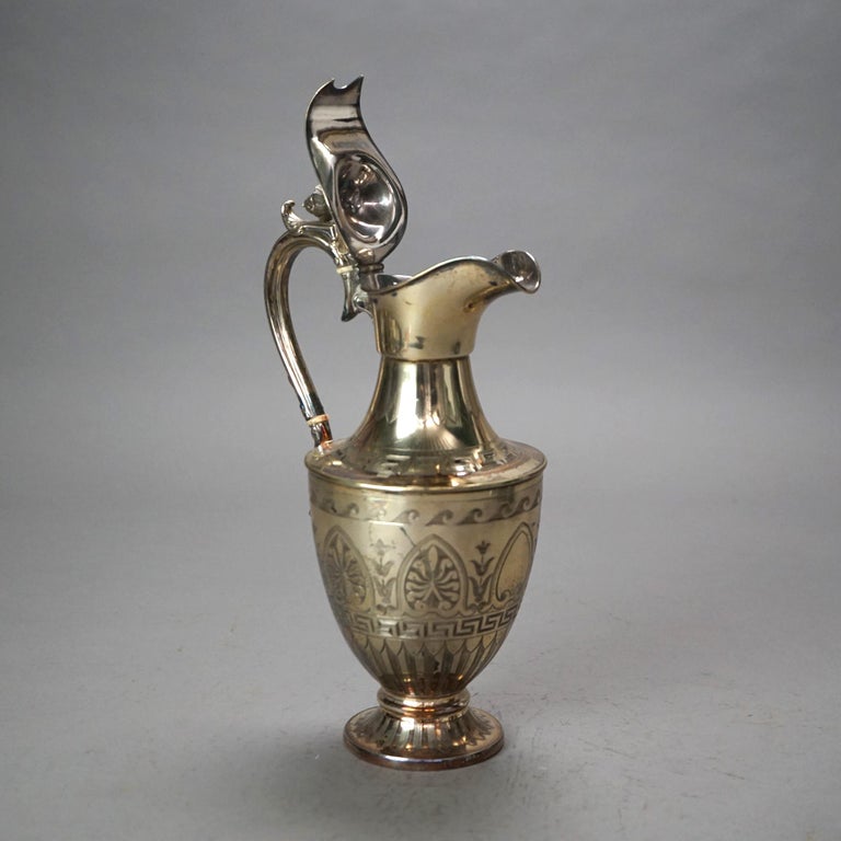 Antique Silver Plated Teapot with Foliate Engraving C1890