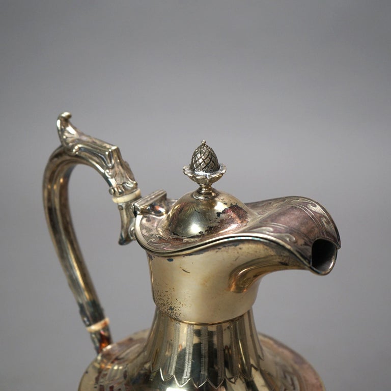 Antique Silver Plated Teapot with Foliate Engraving C1890