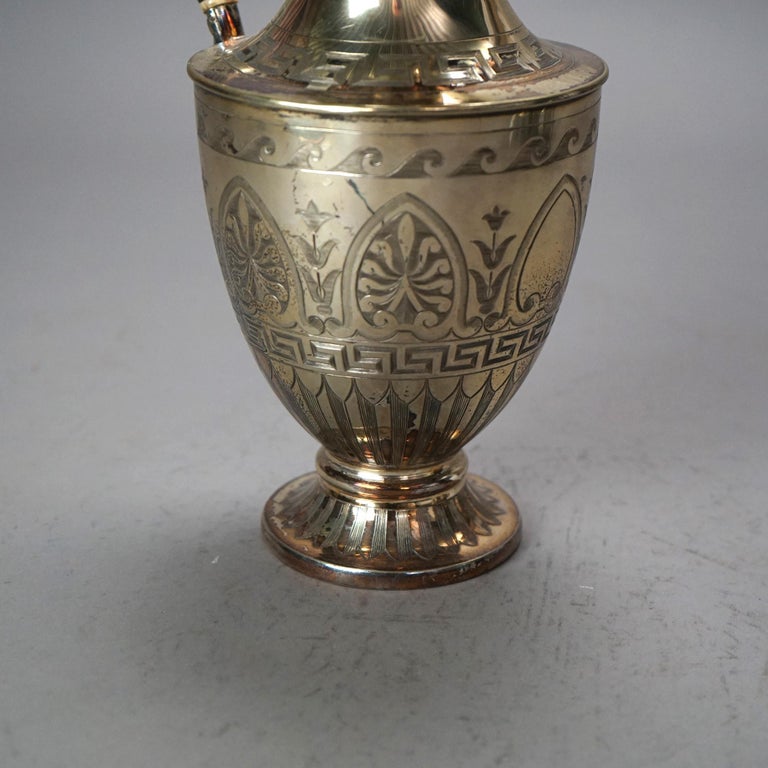 Antique Silver Plated Teapot with Foliate Engraving C1890