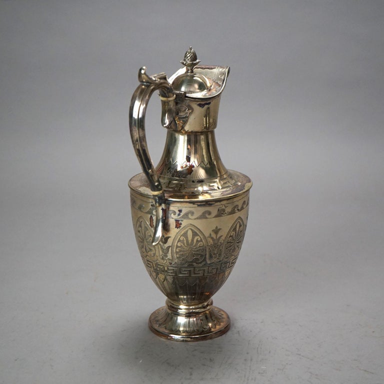Antique Silver Plated Teapot with Foliate Engraving C1890
