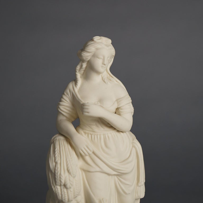 Antique Neoclassical Bisque Porcelain Figure of a Classical Woman Grain C1850