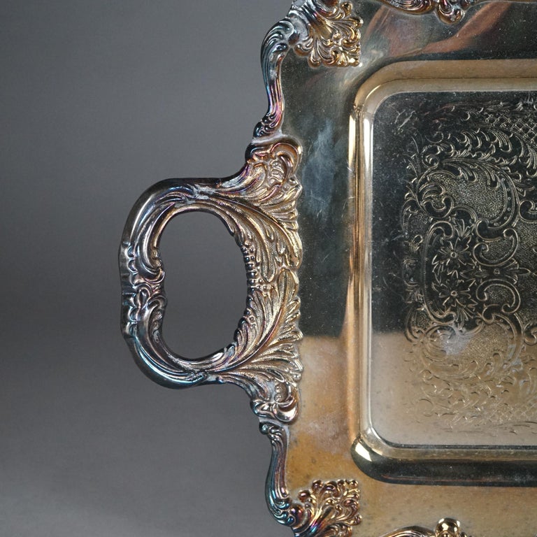 Four Piece Antique Silver Plated Footed Tea Set C1890