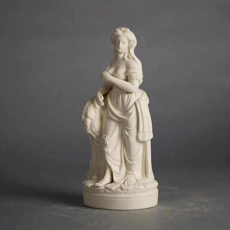 Antique Neoclassical Bisque Porcelain Figure of a Classical Woman Grain C1850