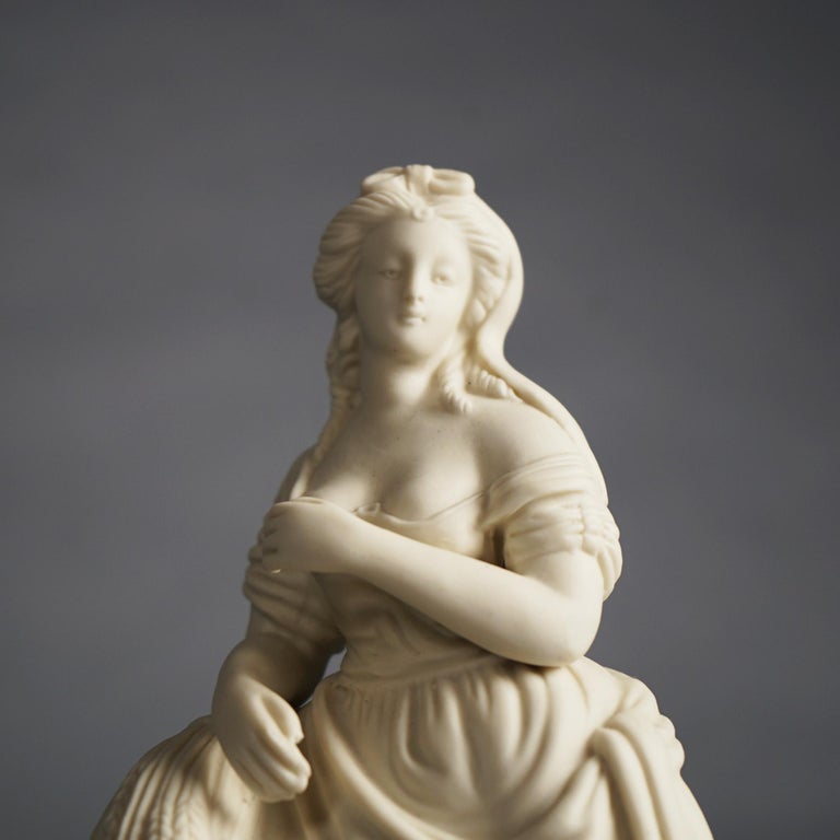 Antique Neoclassical Bisque Porcelain Figure of a Classical Woman Grain C1850