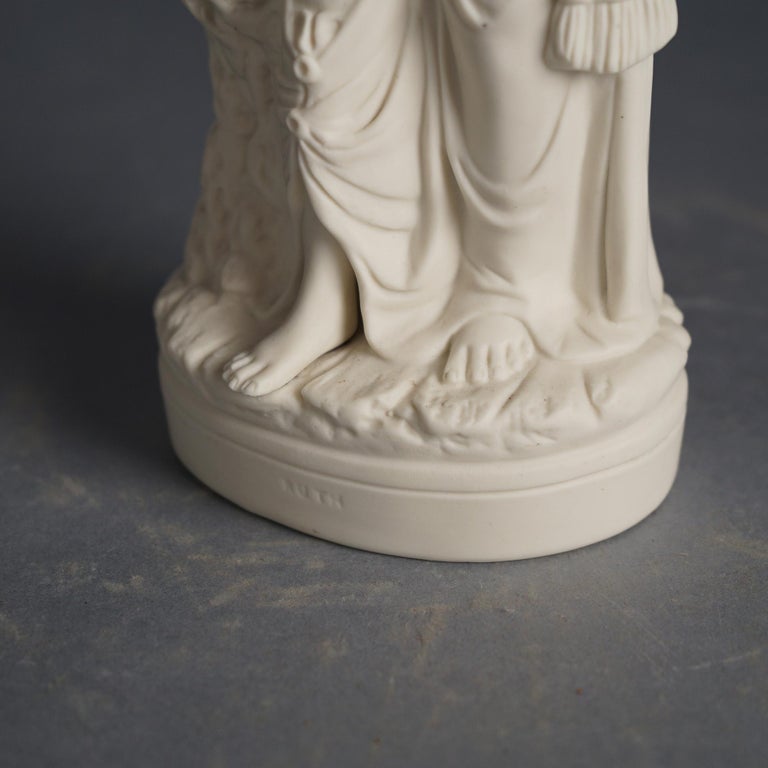 Antique Neoclassical Bisque Porcelain Figure of a Classical Woman Grain C1850