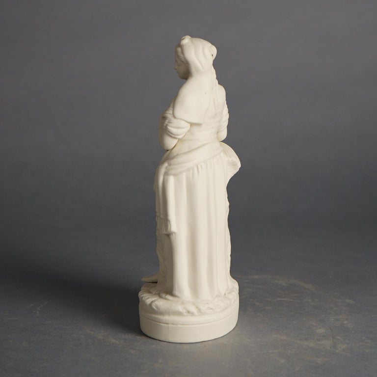 Antique Neoclassical Bisque Porcelain Figure of a Classical Woman Grain C1850