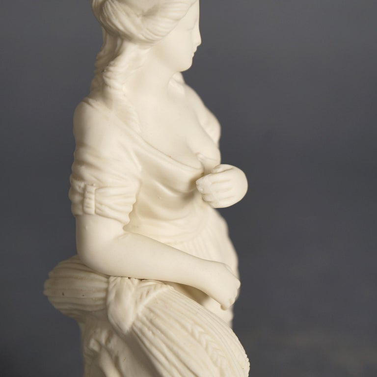 Antique Neoclassical Bisque Porcelain Figure of a Classical Woman Grain C1850