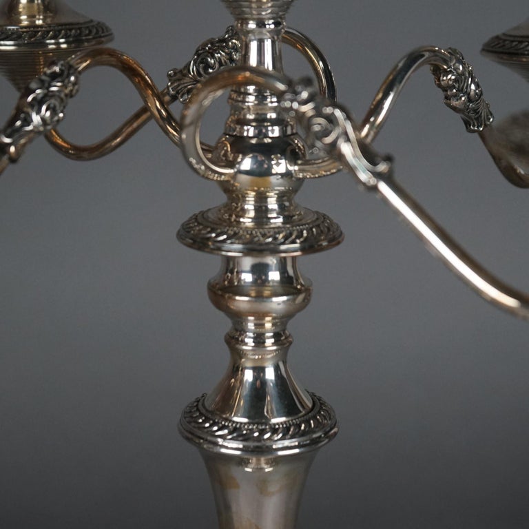 Pair of Antique Sheffield School Silver Plate Five-Light Candelabras c1890