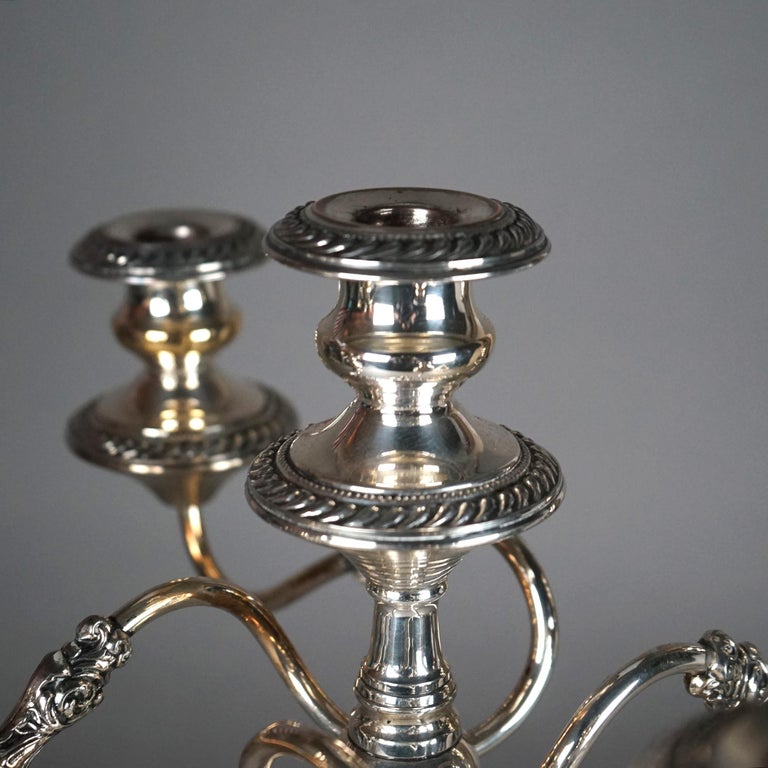 Pair of Antique Sheffield School Silver Plate Five-Light Candelabras c1890