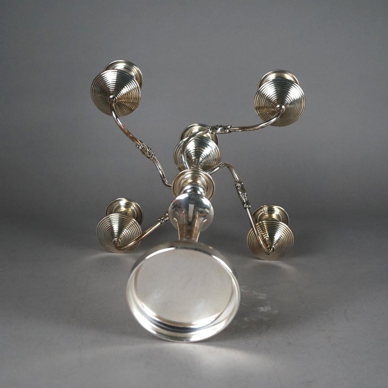 Pair of Antique Sheffield School Silver Plate Five-Light Candelabras c1890
