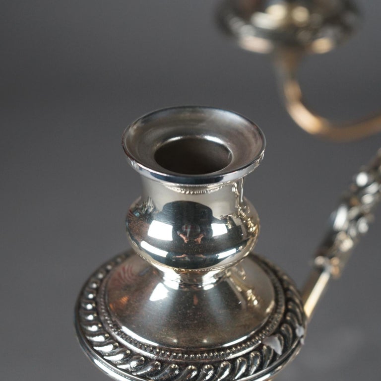 Pair of Antique Sheffield School Silver Plate Five-Light Candelabras c1890