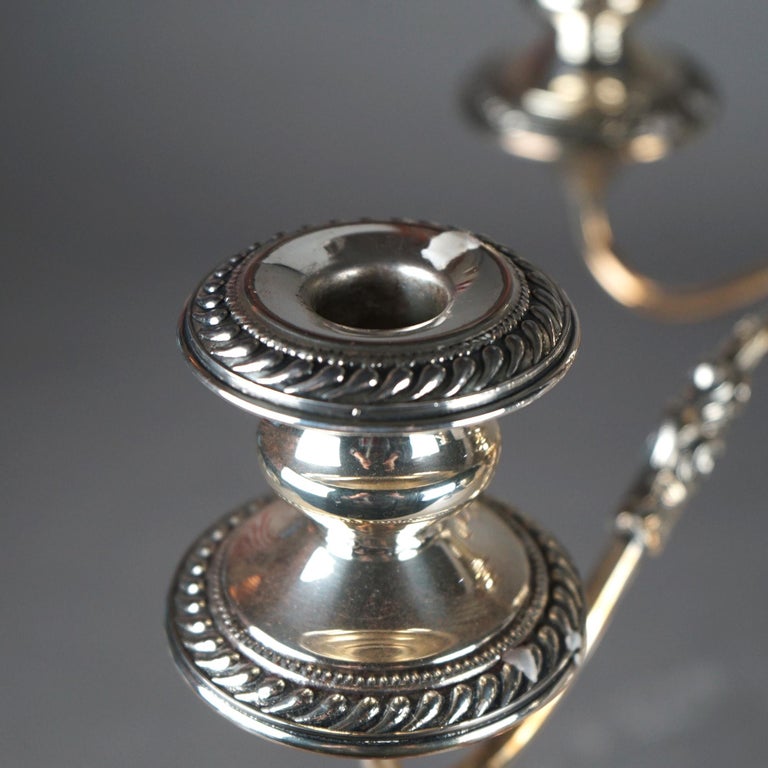 Pair of Antique Sheffield School Silver Plate Five-Light Candelabras c1890