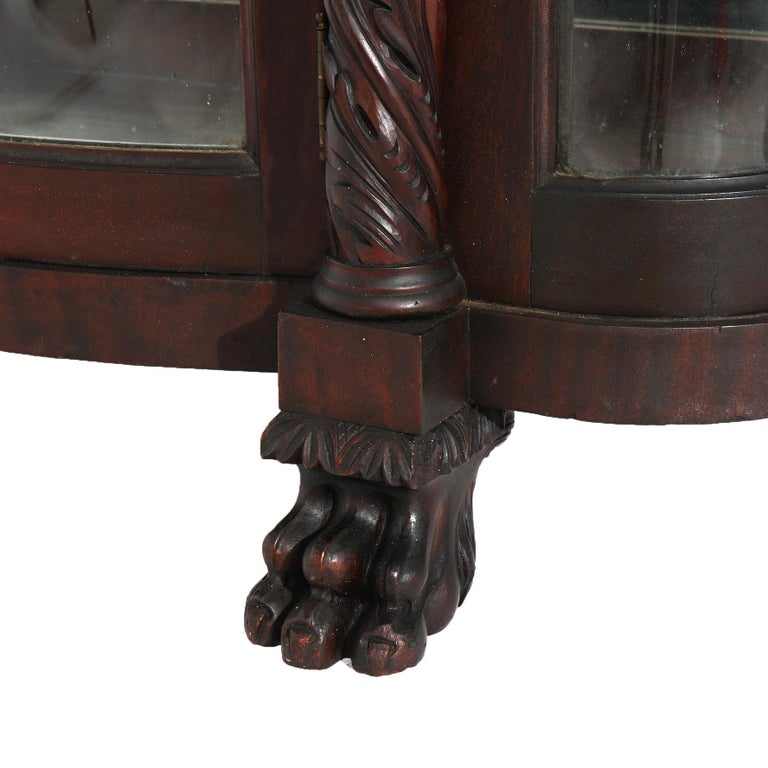Antique Second Empire Foliate Carved Mahogany Diminutive China Cabinet C1890