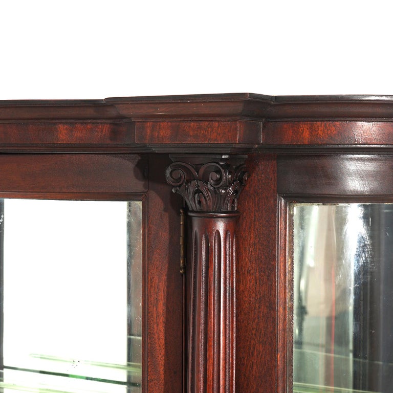 Antique Second Empire Foliate Carved Mahogany Diminutive China Cabinet C1890