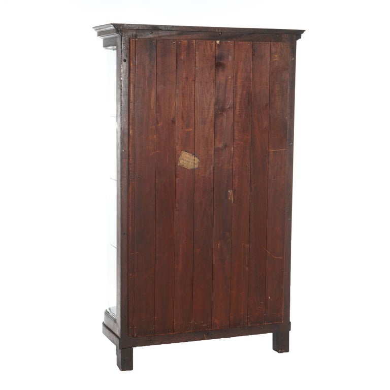 Antique Second Empire Foliate Carved Mahogany Diminutive China Cabinet C1890