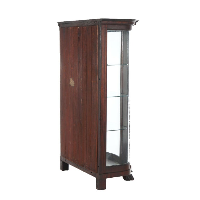 Antique Second Empire Foliate Carved Mahogany Diminutive China Cabinet C1890